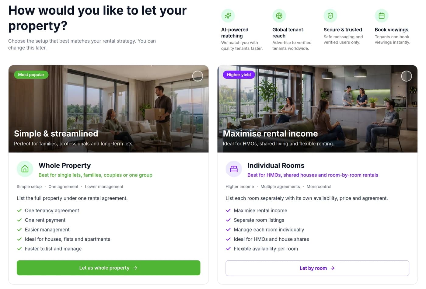Choosing how to let the property
