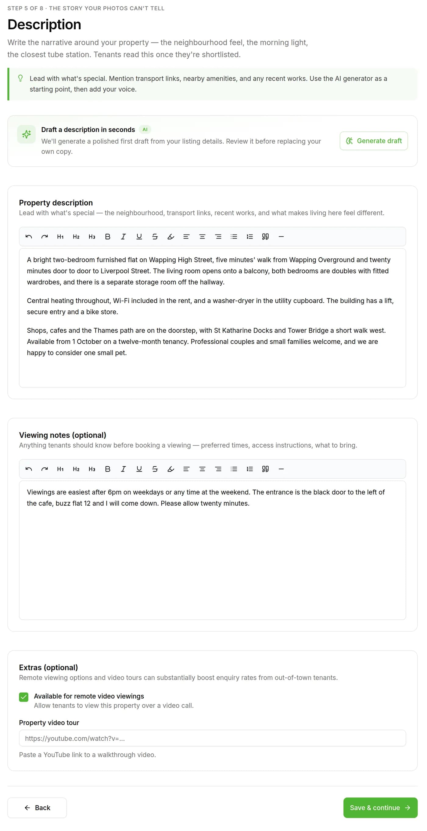 Step 5 of 8 — Description